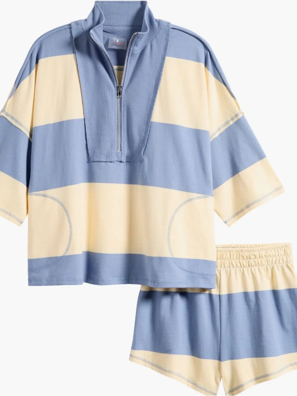NWT Free People Retro Rugby set in yellow and blue